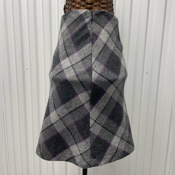 Vintage 35th & 10th Brand wool blend purple/black/gray Plaid Patterned Skirt - Picture 4 of 14